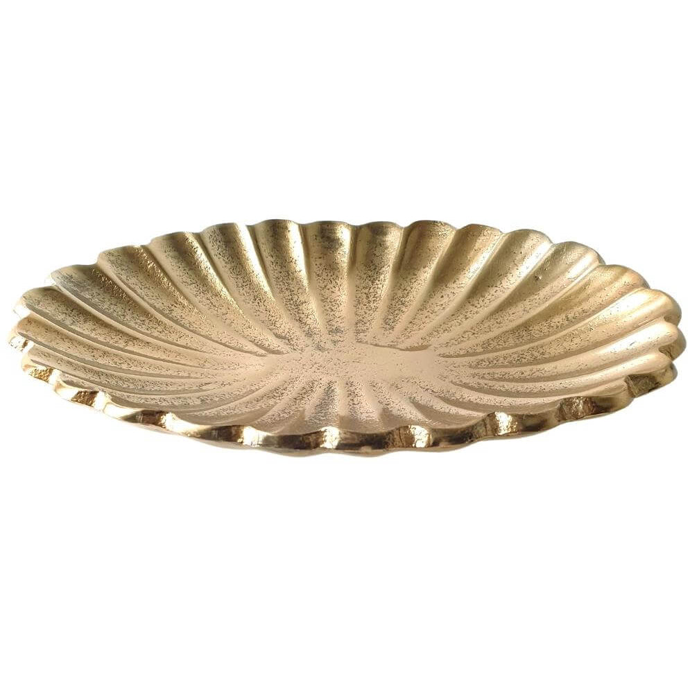Oval Ribbed Brass Dish