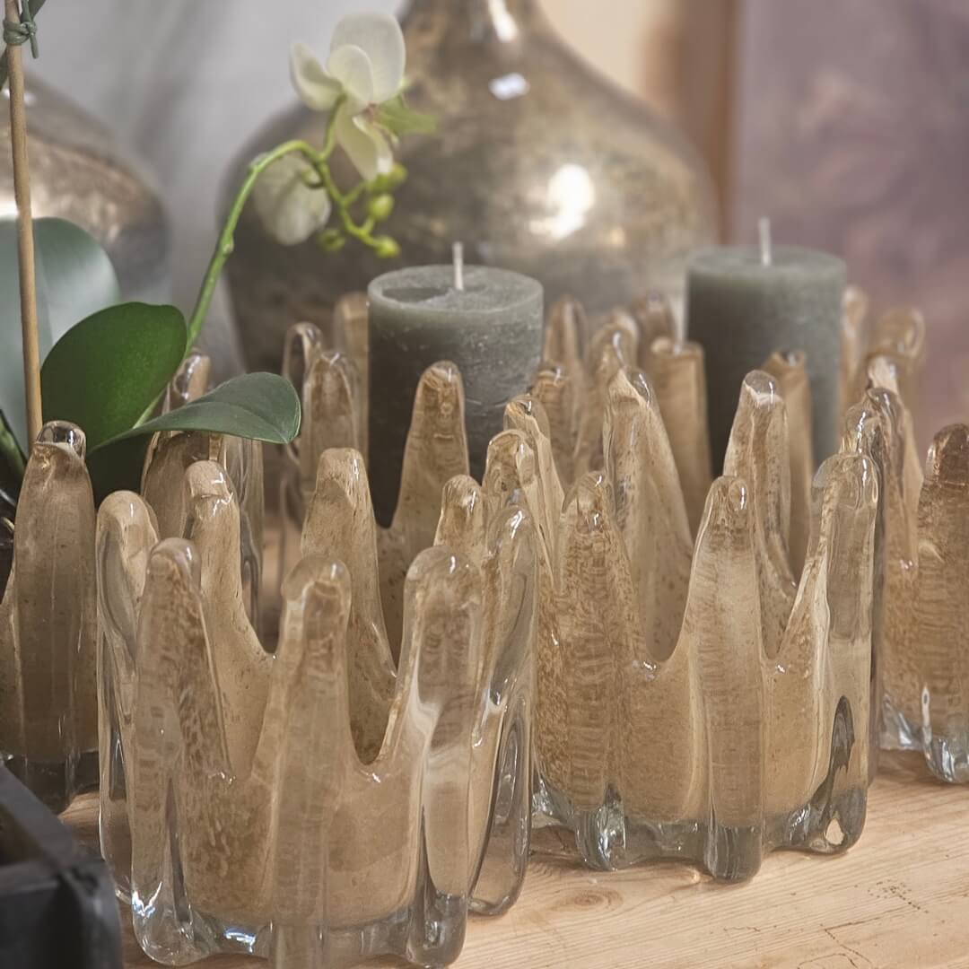 Ayla Sculptural Glass Tealight Holder