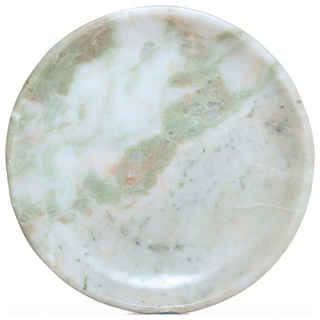 Large Round Marble Bowl on Feet — Green Onyx