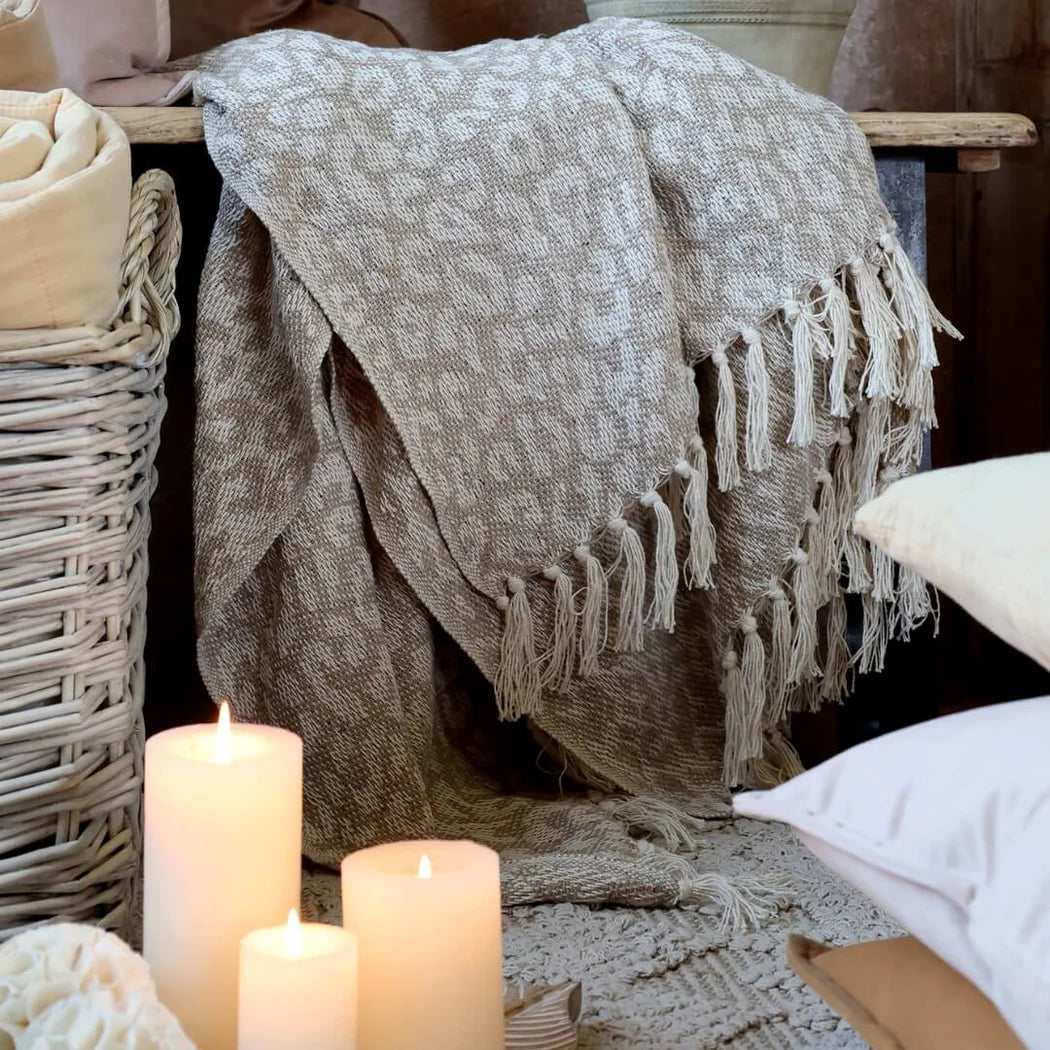 Woven Cotton Throw — Leopard Print