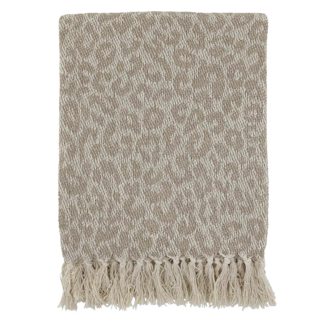 Woven Cotton Throw — Leopard Print